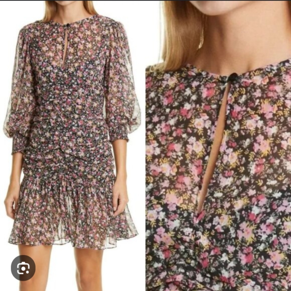 ByTimo Ditsy Floral Chiffon Dress Puff Sleeve